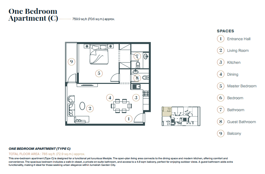 one bedroom C