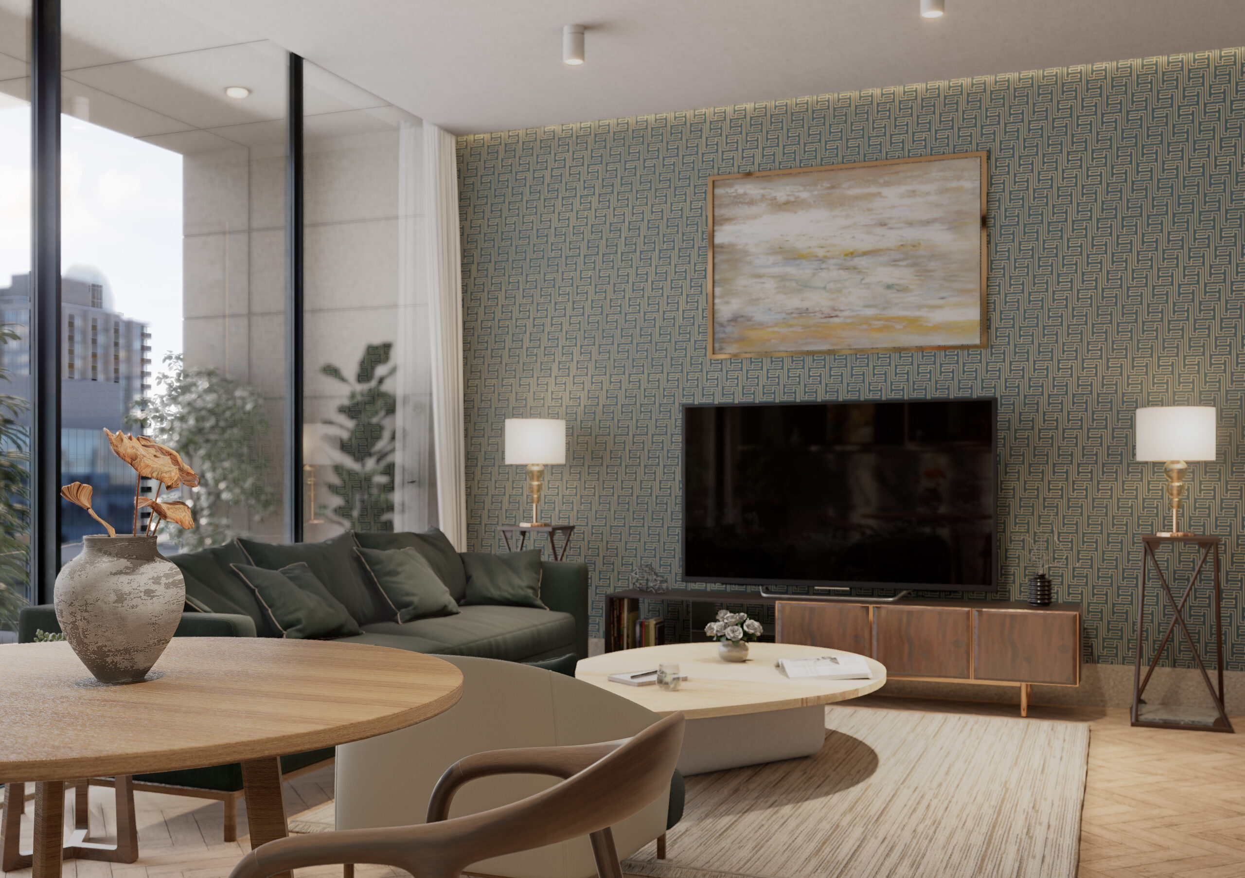 white stone-living room